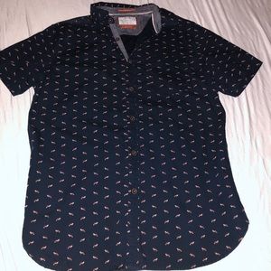 MENS DENIM & FLOWER FOX SHIRT SZ (M)